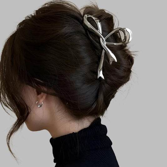 Bow Hair Clip - Silver